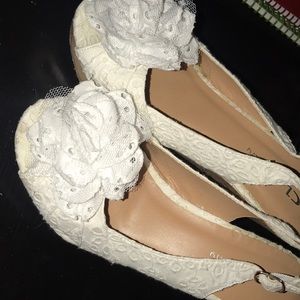 White Lace Wedges